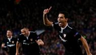 Sevilla’s Wissam Ben Yedder celebrates scoring a goal Action Images via Reuters/Jason Cairnduff

