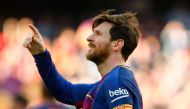 Barcelona's Argentinian forward Lionel Messi celebrates after scoring during the Spanish League football match between FC Barcelona and Athletic Club Bilbao at the Camp Nou stadium in Barcelona on March 18, 2018. / AFP / Pau Barrena
