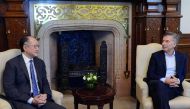 World Bank President Jim Yong Kim and Argentina's President Mauricio Macri talk during a meeting ahead of the G20 Meeting of Finance Ministers in Buenos Aires, Argentina, March 19, 2018. Argentine Presidency/Handout via Reuters