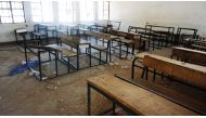 This file photo taken on February 28, 2018 shows the Government Girls Technical College at Dapchi town in northern Nigerian, shows a classroom deserted by fleeing students after Boko Haram Islamists kidnapped 110 school girls.  / AFP / AMINU ABUBAKAR 