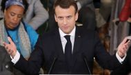 France's President Emmanuel Macron gives a speech to unveil his strategy to promote French language as part of the International Francophonie Day, before members of the French Academy and other guests, at the French Institute in Paris, France, March 20, 2