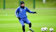 Argentina's forward Lionel Messi participates in a team training session at the City Academy training complex in Manchester, north west England on March 21, 2018 ahead of their March 23 international friendly football match against Italy at the Ethiad Sta
