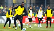 Usain Bolt participates in a training session with Borussia Dortmund - Strobelallee Training Centre, Dortmund, Germany - March 23, 2018. Reuters/Thilo Schmuelgen