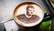 Footballer Jamie Vardy is pictured in the chocolate on a Vardiccino coffee at the Bru coffee shop in central Leicester, May 2, 2016 (EPA) 