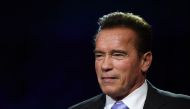 In this file photo taken on December 12, 2017 former Governor of California and US actor Arnold Schwarzenegger speaks during a panel conference at the One Planet Summit at La Seine Musicale venue on l'ile Seguin in Boulogne-Billancourt, west of Paris. AFP