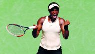 Sloane Stephens celebrates match point against Victoria Azarenka of Belarus during the semifinals of the Miami Open Presented by Itau at Crandon Park Tennis Center on March 29, 2018 in Key Biscayne, Florida. Matthew Stockman/Getty Images/AFP