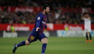 Barcelona's Lionel Messi celebrates scoring their second goal REUTERS/Jon Nazca
