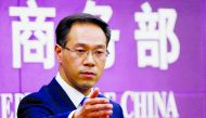 China's Ministry of Commerce spokesperson Gao Feng attends a news conference in Beijing, China April 6, 2018. Reuters/Thomas Peter