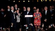Hungarian Prime Minister Viktor Orban addresses supporters after the announcement of the partial results of parliamentary election in Budapest, Hungary, April 8, 2018. REUTERS/Bernadett Szabo