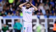 Real Madrid's French forward Karim Benzema gestures during the Spanish league footbal match between Malaga CF and Real Madrid CF at La Rosaleda stadium in Malaga on April 15, 2018. AFP / JAVIER SORIANO