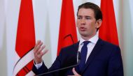 Austria's Chancellor Sebastian Kurz attends a news conference after a cabinet meeting in Vienna, Austria April 18, 2018. REUTERS/Leonhard Foeger