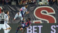 Crotone's Simy scores their first goal with an overhead kick REUTERS/Massimo Pinca
