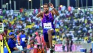Christian Taylor leaps to victory in 2017 Doha Diamond League in this file photo. 
