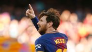 (FILES) In this file photo taken on March 18, 2018 Barcelona's Argentinian forward Lionel Messi celebrates after scoring during the Spanish League football match between FC Barcelona and Athletic Club Bilbao at the Camp Nou stadium in Barcelona on March 1
