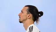 Zlatan Ibrahimovic of LA Galaxy takes in the national anthem before the Major League Soccer match between Atlanta United and LA Galaxy in Carson, California on April 21, 2018. AFP / Frederic J. BROWN