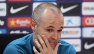 Soccer Football - FC Barcelona - Andres Iniesta Press Conference - Ciutat Esportiva Joan Gamper, Barcelona, Spain - April 27, 2018 FC Barcelona's Andres Iniesta during the press conference REUTERS/Albert Gea