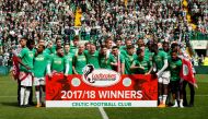 Celtic celebrate after winning the Scottish Premiership. Reuters/Jason Cairnduff
