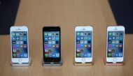 The new iPhone SE is displayed during an Apple special event at the Apple headquarters on March 21 2016 in Cupertino, California. (Justin Sullivan /Getty Images /AFP) 