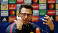 Roma coach Eusebio Di Francesco during the press conference. Reuters/John Sibley
