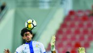 Al Gharafa’s Ahmed Alaa scores their winning goal against Mesaimeer during the Emir Cup quarter-final match played at the grand Hamad Stadium in Doha yesterday.   Picture: Baher Amin/The Peninsula
