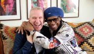 Fashion Designer Jean Paul Gaultier and Record Producer Nile Rodgers pose for a picture on May 3, 2018 in Westport, Connecticut. AFP / ANGELA WEISS 