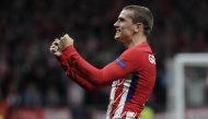 Antoine Griezmann of Atletico Madrid celebrates their victory at the end of the UEFA Europa League semi final return match between Atletico Madrid and Arsenal at Wanda Metropolitano Stadium on May 03, 2018 in Madrid, Spain. Burak Akbulut - Anadolu 