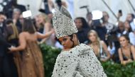 Rihanna arrives for the 2018 Met Gala on May 7, 2018, at the Metropolitan Museum of Art in New York. / AFP / Angela WEISS
 