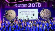 The students of NU-Q’s Class of 2018 celebrate at the graduation ceremony. 