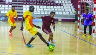 Qatar’s Ministry of Foreign Affairs (MOFA) and Embassy of Sudan’s players vie for the ball possession during the semi-final of the Aspire Embassies Futsal Tournament in this file photo.
The MOFA team beat Sudan 6-4 in the semi-finals to advance to the fi