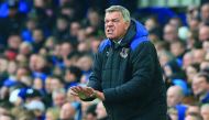 Everton's English manager Sam Allardyce gestures on the touchline during the English Premier League football match between Everton and Liverpool at Goodison Park in Liverpool, north west England on April 07, 2018.  AFP / Lindsey Parnaby