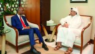 H E Sheikh Ahmed bin Jassem Al Thani, Minister of Economy and Commerce, with the visiting  Minister of Immigration, Refugees and Canadian Citizenship, Ahmed Hussen, and his accompanying delegation at his office in Doha, yesterday.