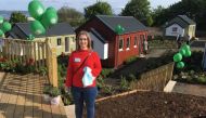 Dana McCulloch, 27,who is homeless herself, at the opening of a village built for the homeless by Social Bite, a chain of cafes in Scotland where she works 17th May 2018 (Thomson Reuters Foundation/Lee Mannion)