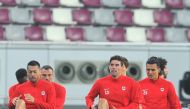 Al Rayyan players take part in a training session at the Khalifa International Stadium in Doha on the eve of their Amir Cup final against Al Duhail. Picture: Baher Amin / The Peninsula  
