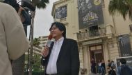 Mamoru Hosoda being interviewed at Cannes. Twitter 