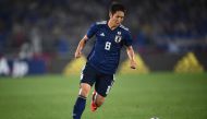 Japan's National football team midfielder Genki Haraguchi controls the ball, during their international friendly football match between Japan and Ghana at the Nissan stadium in Yokohama, on May 30, 2018. / AFP / Martin BUREAU