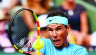 Rafael Nadal of Spain in action against Dominic Thiem (not seen) of Austria during their final match at the French Open tennis tournament at Roland Garros Stadium in Paris, France on June 10, 2018. (Mustafa Yalç?n/ Anadolu Agency)
