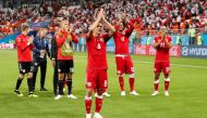  Denmark's Thomas Delaney and team mates applaud the fans at the end of the match (REUTERS/Max Rossi)