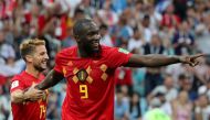Belgium's Romelu Lukaku celebrates scoring their second goal with Dries Mertens (REUTERS/Marcos Brindicci)