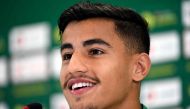 Australia's forward Daniel Arzani attends a press conference in Kazan on June 18, 2018, during the Russia 2018 World Cup football tournament. / AFP / SAEED KHAN 