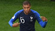 France's forward Kylian Mbappe celebrates his goal during the Russia 2018 World Cup Group C football match between France and Peru at the Ekaterinburg Arena in Ekaterinburg on June 21, 2018.  AFP / Jorge Guerrero