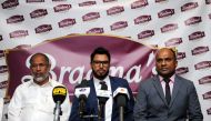 Hashim Mohamed (left), Chairman Bradma Group, with Mohammed Hafiz, (centre) Executive Director at the launch of new logo. Pic: Abdul Basit / The Peninsula