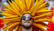 Soccer Football - World Cup - Group G - England vs Belgium - Kaliningrad Stadium, Kaliningrad, Russia - June 28, 2018 Belgium fan inside the stadium before the match REUTERS/Fabrizio Bensch