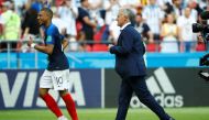 France coach Didier Deschamps and Kylian Mbappe celebrate victory after the match REUTERS/Michael Dalder
