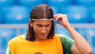 Brazil's Filipe Luis during training REUTERS/David Gray

