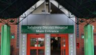(FILES) In this file photo taken on March 6, 2018 a general view shows the main entrance to Salisbury District Hospital in Salisbury, southern England. AFP / Chris J Ratcliffe