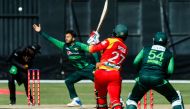 Zimbabwe batsman Solomon Mire bats during the 4th match played between Pakistan and Zimbabwe as part of a T20 tri-series at the Harare Sports Club on July 4, 2018. (AFP / Jekesai NJIKIZANA)