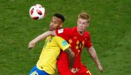 Brazil's Neymar in action with Belgium's Kevin De Bruyne. Reuters/Murad Sezer