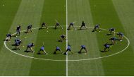 Sweden players during training. REUTERS/David Gray