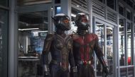 Still of the actors Paul Rudd (L) and Evangeline Lilly from the movie The Ant Man and the Wasp.