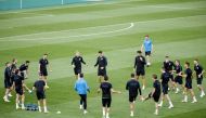 Croatia's national football team players attend training session ahead of the World Cup 2018 final match against France, in Moscow, Russia on July 14, 2018. ( ?ebnem Co?kun - Anadolu Agency )